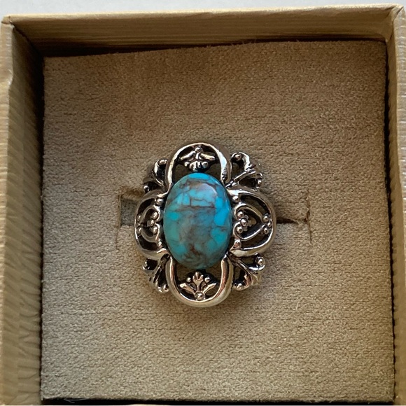 Vintage Silver & Turquois Sarah Coventry Ring - Picture 1 of 4